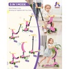 image:imageKRIDDO 3in1 Scooter for Kids Ages 15 Years Old Folding Scooter with 3 Lighted Wheels Wide Standing Board Adjustable Height LearntoSteer Handlebar for Indoor and OutdoorPink
