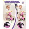 image:imageKRIDDO 3in1 Scooter for Kids Ages 15 Years Old Folding Scooter with 3 Lighted Wheels Wide Standing Board Adjustable Height LearntoSteer Handlebar for Indoor and OutdoorPink