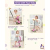 image:imageKRIDDO 3in1 Scooter for Kids Ages 15 Years Old Folding Scooter with 3 Lighted Wheels Wide Standing Board Adjustable Height LearntoSteer Handlebar for Indoor and OutdoorPink