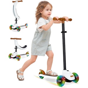 image:imageKRIDDO 3in1 Scooter for Kids Ages 15 Years Old Folding Scooter with 3 Lighted Wheels Wide Standing Board Adjustable Height LearntoSteer Handlebar for Indoor and Outdoor3in1 White