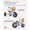 image:imageKRIDDO 2 in 1 Wooden Kids Tricycle and Balance Bike with Pattern for 14 Years Old NoPedal Tricycle and Toddler Balance Bike with Basket and Adjustable Seat Ideal for Outdoor and Indoor Blue