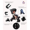 image:imageKRIDDO 7in1 Tricycle Stroller for Toddlers 18 Months to 5 Years Adjustable Push Handle Rotatable Seat Cup Holder and Retractable Canopy Folding Baby Trike wDetachable Guardrail Footrest GYGrey