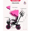 image:imageKRIDDO 7in1 Tricycle Stroller for Toddlers 18 Months to 5 Years Adjustable Push Handle Rotatable Seat Cup Holder and Retractable Canopy Folding Baby Trike wDetachable Guardrail Footrest GYPink