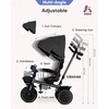 image:imageKRIDDO 7in1 Tricycle Stroller for Toddlers 18 Months to 5 Years Adjustable Push Handle Rotatable Seat Cup Holder and Retractable Canopy Folding Baby Trike wDetachable Guardrail Footrest GYGrey