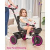 image:imageKRIDDO 7in1 Tricycle Stroller for Toddlers 18 Months to 5 Years Adjustable Push Handle Rotatable Seat Cup Holder and Retractable Canopy Folding Baby Trike wDetachable Guardrail Footrest GYPink