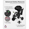 image:imageKRIDDO 8in1 Foldable Tricycle Stroller for Toddlers 18 Months to 5 Years 5Point Seatbelt 1Step Brake Pedal Extended Canopy Triple Footrest Safety Rearview Window Detachable Guardrail GreyGrey