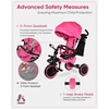 image:imageKRIDDO 8in1 Foldable Tricycle Stroller for Toddlers 18 Months to 5 Years 5Point Seatbelt 1Step Brake Pedal Extended Canopy Triple Footrest Safety Rearview Window Detachable Guardrail GreyPink