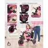 image:imageKRIDDO 8in1 Foldable Tricycle Stroller for Toddlers 18 Months to 5 Years 5Point Seatbelt 1Step Brake Pedal Extended Canopy Triple Footrest Safety Rearview Window Detachable Guardrail GreyPink