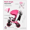 image:imageKRIDDO 8in1 Foldable Tricycle Stroller for Toddlers 18 Months to 5 Years 5Point Seatbelt 1Step Brake Pedal Extended Canopy Triple Footrest Safety Rearview Window Detachable Guardrail GreyPink