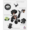 image:imageKRIDDO 8in1 Foldable Tricycle Stroller for Toddlers 18 Months to 5 Years 5Point Seatbelt 1Step Brake Pedal Extended Canopy Triple Footrest Safety Rearview Window Detachable Guardrail GreyGrey