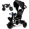image:imageKRIDDO 7in1 Tricycle Stroller for Toddlers 18 Months to 5 Years Adjustable Push Handle Rotatable Seat Cup Holder and Retractable Canopy Folding Baby Trike wDetachable Guardrail Footrest GYGrey