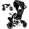 image:imageKRIDDO 7in1 Tricycle Stroller for Toddlers 18 Months to 5 Years Adjustable Push Handle Rotatable Seat Cup Holder and Retractable Canopy Folding Baby Trike wDetachable Guardrail Footrest GYWhite