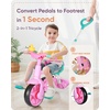 image:imageKRIDDO 2 in 1 Kids Tricycles Age 18 Month to 3 Years EVA Wheels Upgraded Gift Trikes for Toddlers 2 to 3 Year Old with Push Handle and Duck Bell PinkEva Wheelpink