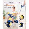 image:imageKRIDDO 2 in 1 Kids Tricycles Age 18 Month to 3 Years EVA Wheels Upgraded Gift Trikes for Toddlers 2 to 3 Year Old with Push Handle and Duck Bell PinkEva Wheelblue
