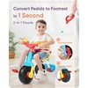 image:imageKRIDDO 2 in 1 Kids Tricycles Age 18 Month to 3 Years EVA Wheels Upgraded Gift Trikes for Toddlers 2 to 3 Year Old with Push Handle and Duck Bell PinkLight Blue