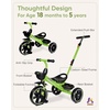 image:imageKRIDDO 2in1 Toddler Tricycle for Ages 18 Months to 5 Years Old  Extended Push Handle for Effortless Push Gift Trike for Toddler 3 to 5 Year Kids Tricycle with Foldable Front Footrest PinkGreen