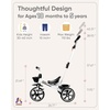 image:imageKRIDDO 2in1 Toddler Tricycle for Ages 18 Months to 5 Years Old  Extended Push Handle for Effortless Push Gift Trike for Toddler 3 to 5 Year Kids Tricycle with Foldable Front Footrest PinkWhite