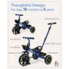 image:imageKRIDDO 2in1 Toddler Tricycle for Ages 18 Months to 5 Years Old  Extended Push Handle for Effortless Push Gift Trike for Toddler 3 to 5 Year Kids Tricycle with Foldable Front Footrest PinkBlue