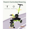 image:imageKRIDDO 2in1 Tricycle for Toddlers 155 Years Push Tricycle with Parent Steering amp Detachable Handle 9Stage Adjustable Handlebar Toddler Trike with Safety Belt Clutch Pedals amp Dual Baskets GNGreen
