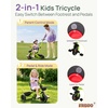 image:imageKRIDDO 2in1 Tricycle for Toddlers 155 Years Push Tricycle with Parent Steering amp Detachable Handle 9Stage Adjustable Handlebar Toddler Trike with Safety Belt Clutch Pedals amp Dual Baskets GNGreen