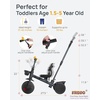 image:imageKRIDDO 2in1 Tricycle for Toddlers 155 Years Push Tricycle with Parent Steering amp Detachable Handle 9Stage Adjustable Handlebar Toddler Trike with Safety Belt Clutch Pedals amp Dual Baskets GNGrey