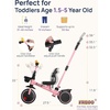 image:imageKRIDDO 2in1 Tricycle for Toddlers 155 Years Push Tricycle with Parent Steering amp Detachable Handle 9Stage Adjustable Handlebar Toddler Trike with Safety Belt Clutch Pedals amp Dual Baskets GNPink
