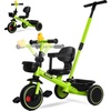 image:imageKRIDDO 2in1 Tricycle for Toddlers 155 Years Push Tricycle with Parent Steering amp Detachable Handle 9Stage Adjustable Handlebar Toddler Trike with Safety Belt Clutch Pedals amp Dual Baskets GNGreen
