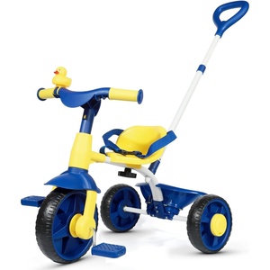image:imageKRIDDO 2 in 1 Kids Tricycles Age 18 Month to 3 Years EVA Wheels Upgraded Gift Trikes for Toddlers 2 to 3 Year Old with Push Handle and Duck Bell PinkEva Wheelblue