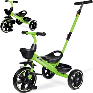 image:imageKRIDDO 2in1 Toddler Tricycle for Ages 18 Months to 5 Years Old  Extended Push Handle for Effortless Push Gift Trike for Toddler 3 to 5 Year Kids Tricycle with Foldable Front Footrest PinkGreen
