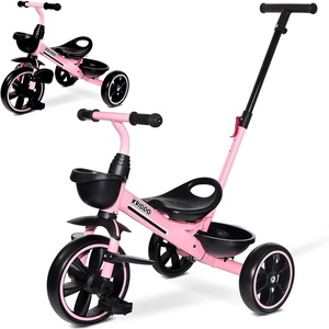 image:imageKRIDDO 2in1 Toddler Tricycle for Ages 18 Months to 5 Years Old  Extended Push Handle for Effortless Push Gift Trike for Toddler 3 to 5 Year Kids Tricycle with Foldable Front Footrest PinkPink