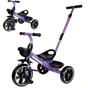 image:imageKRIDDO 2in1 Toddler Tricycle for Ages 18 Months to 5 Years Old  Extended Push Handle for Effortless Push Gift Trike for Toddler 3 to 5 Year Kids Tricycle with Foldable Front Footrest PinkPurple