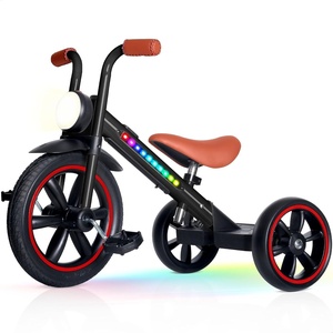 image:imageKRIDDO Kids 12 Inch Tricycle With Puncture Free Wheels Front Light Adjustable Seat  Gift for 25 Year Olds BlueBlack Led