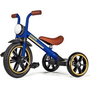 image:imageKRIDDO Kids 12 Inch Tricycle With Puncture Free Wheels Front Light Adjustable Seat  Gift for 25 Year Olds BlueBlue