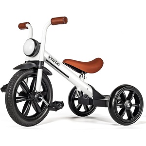 image:imageKRIDDO Kids 12 Inch Tricycle With Puncture Free Wheels Front Light Adjustable Seat  Gift for 25 Year Olds BlueWhite