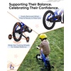 image:imageKRIDDO 1416 Inch Kids Bike for Ages 38 Boys and Girls Bicycle with Removable Training Wheels Bicycle for Kids with Hand Brake amp Coaster Brake Adjustable Height DIY Name PlateBlue